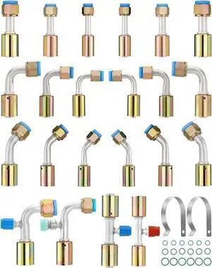 42 pcs Air Conditioning AC Fitting Set #6#8#10 Straight 90 Degree 45 Degree Female Oring Beadlock with R134a Pressure Valve Clamp 42 pcs Air Conditioning AC Fitting Set #6#8#10 Straight 90 Degree 45 Degree Female Oring Beadlock with R134a Pressure Valve Clamp
