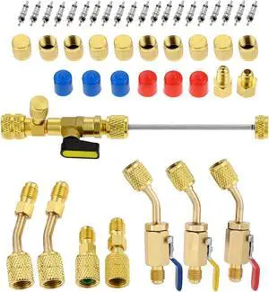 R12 R22 R410A Valve Core Remover Installer Kit,3PCS 45°Ball Valve Adapter R12 R22 R410A Valve Core Remover Installer Kit,3PCS 45°Ball Valve Adapter
