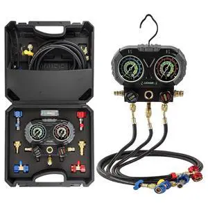AC R1234YF R134A Gauge Set, Automotive Manifold Gauge Compatible with R1234YF and R134A Refrigerants, Works on Car Freon Charging and Evacuation AC R1234YF R134A Gauge Set, Automotive Manifold Gauge Compatible with R1234YF and R134A Refrigerants, Works on Car Freon Charging and Evacuation