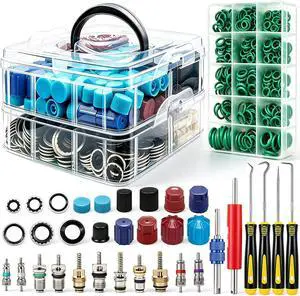 5 Set Car A/C Repair Kit, Rubber O-Rings, AC Valve Core, Cap & Valve Core Remover Hook Pick Tools, Compressor Seal Replacement Set for Automotive Air Conditioner Refrigerant System Maintenance 5 Set Car A/C Repair Kit, Rubber O-Rings, AC Valve Core, Cap & Valve Core Remover Hook Pick Tools, Compressor Seal Replacement Set for Automotive Air Conditioner Refrigerant System Maintenance