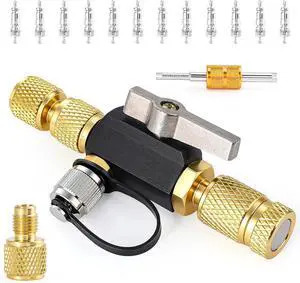 HVAC Valve Core Removal Tool,1/4"& 5/16" Dual Valve Core Remover, Mega Flow Vacuum-Rated Core Removal Tool HVAC, 20 Microns Vacuum, HVAC Tools for R134A R32 R410A R22 R12 R407 R1234yf HVAC Valve Core Removal Tool,1/4"& 5/16" Dual Valve Core Remover, Mega Flow Vacuum-Rated Core Removal Tool HVAC, 20 Microns Vacuum, HVAC Tools for R134A R32 R410A R22 R12 R407 R1234yf
