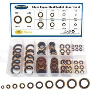 78 PCS 10 Sizes Copper Metric Bonded Seal Dowty Washer, Automotive Self-Centred Dowty Seal Gasket Assortment, M6/8/10/12/14/16/18/20/22/24 78 PCS 10 Sizes Copper Metric Bonded Seal Dowty Washer, Automotive Self-Centred Dowty Seal Gasket Assortment, M6/8/10/12/14/16/18/20/22/24
