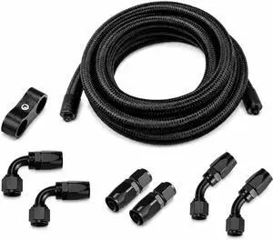 10AN CPE Fuel Hose Line Fitting Kit AN10 Nylon Braided Fuel Hose 10FT Black ID: 0.56 inch (14.2mm) 10AN CPE Fuel Hose Line Fitting Kit AN10 Nylon Braided Fuel Hose 10FT Black ID: 0.56 inch (14.2mm)