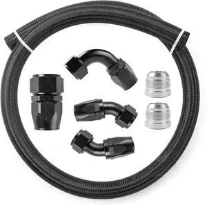 16AN Fuel Line Kit, AN16 Nylon Braided CPE Rubber Hose Oil Cooling Line, 5 Feet Hose With AN16 0 Deg,45 Deg,90Deg Fittings 16AN Fuel Line Kit, AN16 Nylon Braided CPE Rubber Hose Oil Cooling Line, 5 Feet Hose With AN16 0 Deg,45 Deg,90Deg Fittings