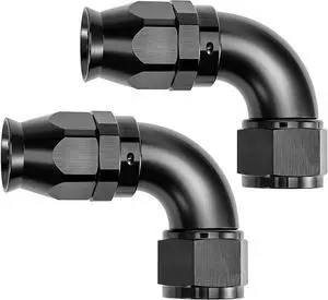 10AN 90 Degree PTFE One Piece Full Flow End Hose Fitting Aluminum Black 2PCS 10AN 90 Degree PTFE One Piece Full Flow End Hose Fitting Aluminum Black 2PCS