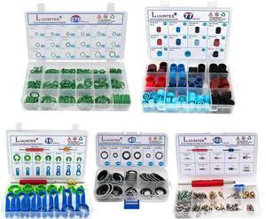 5 Set Car A/C Repair Kits,270pcs O-Ring Seals Kit+102PCS A/C Valve Core Kit+77pcs Charging Port Dust Caps+16pcs AC Fuel Line Disconnect Tool Set+45pcs Compressor Gasket Seals(510PCS) 5 Set Car A/C Repair Kits,270pcs O-Ring Seals Kit+102PCS A/C Valve Core Kit+77pcs Charging Port Dust Caps+16pcs AC Fuel Line Disconnect Tool Set+45pcs Compressor Gasket Seals(510PCS)