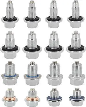 4PCS M12x1.75MM, 4PCS M14x1.5MM, 4PCS M14x1.5MM, 4PCS M12x1.25MM, Magnetic Engine Oil Drain Plug Assortment, fit for Select Models, with 32PCS Gaskets 4PCS M12x1.75MM, 4PCS M14x1.5MM, 4PCS M14x1.5MM, 4PCS M12x1.25MM, Magnetic Engine Oil Drain Plug Assortment, fit for Select Models, with 32PCS Gaskets