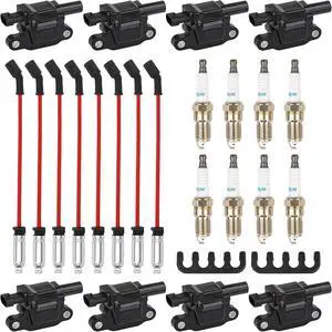 8Pcs UF413 Square Ignition Coils with 8mm Spark Plug Wires Set & Iridium Spark Plugs Compatible with Chevy Silverado Suburban Tahoe, GMC Sierra Yukon, Cadillac, Buick 4.8L 5.3L 6.0L 6.2L 8Pcs UF413 Square Ignition Coils with 8mm Spark Plug Wires Set & Iridium Spark Plugs Compatible with Chevy Silverado Suburban Tahoe, GMC Sierra Yukon, Cadillac, Buick 4.8L 5.3L 6.0L 6.2L
