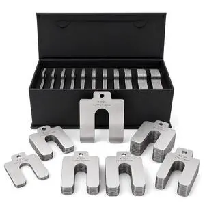 304 Stainless Steel Shim Kit,100 PCS 2" x 2" Slotted Shims Assortment, 10 Thicknesses for Machine Leveling, Motor Alignment & Equipment Adjustment, Laser-Marked Sizes with Storage Case 304 Stainless Steel Shim Kit,100 PCS 2" x 2" Slotted Shims Assortment, 10 Thicknesses for Machine Leveling, Motor Alignment & Equipment Adjustment, Laser-Marked Sizes with Storage Case