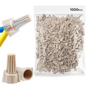 1000 pcs Tan Wire Nuts Connectors P12 22-10AWG Twist Wire Caps Electrical Wire Connectors, Winged Springs Screw Terminals Wire Nuts Assortment Kit for Wire Connection 1000 pcs Tan Wire Nuts Connectors P12 22-10AWG Twist Wire Caps Electrical Wire Connectors, Winged Springs Screw Terminals Wire Nuts Assortment Kit for Wire Connection
