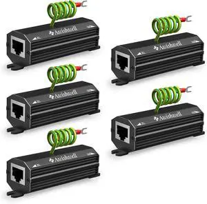 Gigabit Ethernet Surge Protector, 5Pack Metal Shielded Lightning Arrestor Gigabit Ethernet Surge Protector, 5Pack Metal Shielded Lightning Arrestor