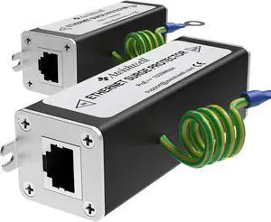 20KA Ethernet Surge Protector Gigabit, 2Pack PoE++ Network Protection, RJ45 Surge Protector-Ethernet Transformer, Lightning Arrestor CAT5/CAT6 Thunder Arrestor-Mounting Flange/GDT 20KA Ethernet Surge Protector Gigabit, 2Pack PoE++ Network Protection, RJ45 Surge Protector-Ethernet Transformer, Lightning Arrestor CAT5/CAT6 Thunder Arrestor-Mounting Flange/GDT