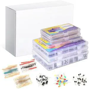 1910Pcs Electronic Component Kit Resistor Electrolytic Capacitor Schottky Diodes LED Diode Transistor Electronics Components Assortment for DIY Project 1910Pcs Electronic Component Kit Resistor Electrolytic Capacitor Schottky Diodes LED Diode Transistor Electronics Components Assortment for DIY Project