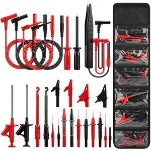 25PCS Silicone Multimeter Test Leads Kit: Replaceable Wire Piercing Probes, Test Hook Clips, Alligator Clips, Testing Tweezer for Digital Electrical Multimeter Testing 25PCS Silicone Multimeter Test Leads Kit: Replaceable Wire Piercing Probes, Test Hook Clips, Alligator Clips, Testing Tweezer for Digital Electrical Multimeter Testing