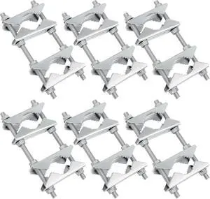 Double Antenna Mast Clamp - Heavy Duty Galvanized Iron Mount for Secure Pole-to-Pole Connection, Rust-Resistant, Ideal for Antennas and Satellite Dishes 6PCS Double Antenna Mast Clamp - Heavy Duty Galvanized Iron Mount for Secure Pole-to-Pole Connection, Rust-Resistant, Ideal for Antennas and Satellite Dishes 6PCS