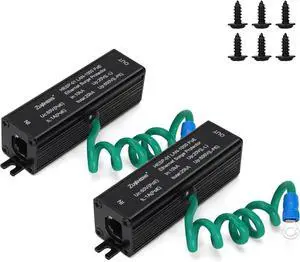 2 Pack Ethernet Surge Protector Metal Shielded RJ45 Lightning Suppressor for PoE PoE+ and Gigabit Ethernet, LAN Network CAT5 CAT6 Thunder Arrestor with Gas Discharge Tube Does Not Reduce Speed 2 Pack Ethernet Surge Protector Metal Shielded RJ45 Lightning Suppressor for PoE PoE+ and Gigabit Ethernet, LAN Network CAT5 CAT6 Thunder Arrestor with Gas Discharge Tube Does Not Reduce Speed