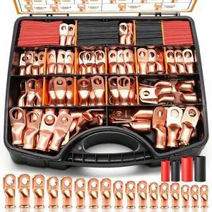 230PCS Copper Wire Lugs AWG 1 2 4 6 8 1/0 2/0 Gauge Battery Terminal Connectors Battery Cable Ends Connectors Copper Ring Terminal Kit with 3:1 Heat Shrink Tubing 230PCS Copper Wire Lugs AWG 1 2 4 6 8 1/0 2/0 Gauge Battery Terminal Connectors Battery Cable Ends Connectors Copper Ring Terminal Kit with 3:1 Heat Shrink Tubing