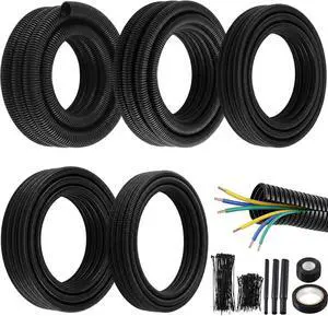 Automotive Wire Loom Kit, Split PP Corrugated Tubing Assortment with Heat Shrink Tubing, Electrical Tape & Cable Ties,Complete Vehicle Wire & Hose Protection, for Car, Truck, Trailer, RV, UTV Automotive Wire Loom Kit, Split PP Corrugated Tubing Assortment with Heat Shrink Tubing, Electrical Tape & Cable Ties,Complete Vehicle Wire & Hose Protection, for Car, Truck, Trailer, RV, UTV