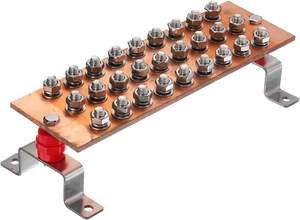 1 Set Wall-Mounted Copper Ground Bar, 12" x 3.94" x 0.24" with 27 Terminal Positions Ground Bar Kit 1 Set Wall-Mounted Copper Ground Bar, 12" x 3.94" x 0.24" with 27 Terminal Positions Ground Bar Kit