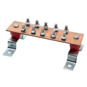 Wall Mounted Copper Grounding Bar Kit, Copper Bus Bar 0.16"x 2.36"x 7.8" Ground Bus Bar with 10 Terminal Positions, UL Recognized SM40 Insulators Rated Uimp up to 6KV Wall Mounted Copper Grounding Bar Kit, Copper Bus Bar 0.16"x 2.36"x 7.8" Ground Bus Bar with 10 Terminal Positions, UL Recognized SM40 Insulators Rated Uimp up to 6KV