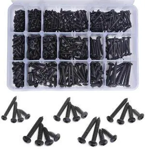 542PCS #4#6#8#10#12 Phillips Head Screw Set Stainless Steel Wood Screws Assortment Kit, Assorted Sheet Metal Self Tapping Screws, 18-8(304) Stainless Steel (pan Black) 542PCS #4#6#8#10#12 Phillips Head Screw Set Stainless Steel Wood Screws Assortment Kit, Assorted Sheet Metal Self Tapping Screws, 18-8(304) Stainless Steel (pan Black)