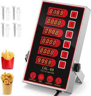 1 Pack 6 Channel Kitchen Timers for Cooking, Commercial Digital Kitchen Timer with Loud Alarm, Large LCD Display, Restaurant Fryer, Chef, Baking Supplies 1 Pack 6 Channel Kitchen Timers for Cooking, Commercial Digital Kitchen Timer with Loud Alarm, Large LCD Display, Restaurant Fryer, Chef, Baking Supplies