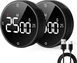 Rechargeable Magnetic Kitchen Timer for Cooking, Building 800mAh Battery Large Display Digital Countdown Countup Timer, 3 Preset 5/15/25 Mins Loud Alarm for Baking Grilling Studying - 2PCS Rechargeable Magnetic Kitchen Timer for Cooking, Building 800mAh Battery Large Display Digital Countdown Countup Timer, 3 Preset 5/15/25 Mins Loud Alarm for Baking Grilling Studying - 2PCS