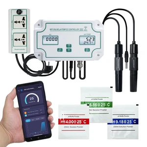 Smart EC pH Temperature Monitor for Hydroponics, 3-in-1 WiFi Water Quality Tester pH EC Controller with Dual Relay Output for Nutrient Reservoir Electric Conductivity Controller pH Meter for Aquarium Smart EC pH Temperature Monitor for Hydroponics, 3-in-1 WiFi Water Quality Tester pH EC Controller with Dual Relay Output for Nutrient Reservoir Electric Conductivity Controller pH Meter for Aquarium