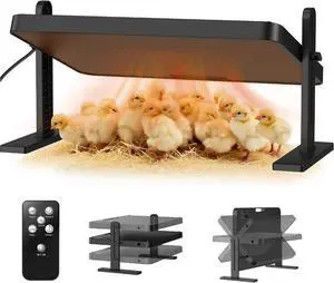 Chick Brooder Heater with Adjustable Temp (86~194) & 12H Timer & Height & Angle, Rapid-Heating Heat Plate for Chicks with Remote Control, 16"x12" for 30 Chicks, Brooder Plate for Young Poultry Chick Brooder Heater with Adjustable Temp (86~194) & 12H Timer & Height & Angle, Rapid-Heating Heat Plate for Chicks with Remote Control, 16"x12" for 30 Chicks, Brooder Plate for Young Poultry