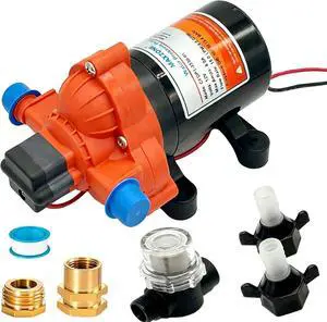 RV Fresh Water Diaphragm Pump 12 Volt DC 4.0 GPM 50PSI, On Demand Self-priming Industrial Fresh Water Pressure Pump for Irrigation Boat Sprinkler Faucet Caranvan Marine Camper Sprayer RV Fresh Water Diaphragm Pump 12 Volt DC 4.0 GPM 50PSI, On Demand Self-priming Industrial Fresh Water Pressure Pump for Irrigation Boat Sprinkler Faucet Caranvan Marine Camper Sprayer