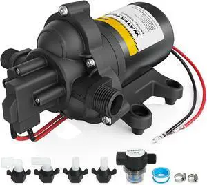 12V RV Water Pump, 4.0 GPM 45 PSI Diaphragm Pump, 12Volt Quiet Fresh Water Pump with Pressure Switch, Self Priming Pressure Pumps for RV Camper Boat Marine Food Truck 12V RV Water Pump, 4.0 GPM 45 PSI Diaphragm Pump, 12Volt Quiet Fresh Water Pump with Pressure Switch, Self Priming Pressure Pumps for RV Camper Boat Marine Food Truck