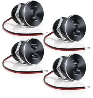 4PCS 72W RV USB Outlet All-Aluminum 12V/24V 3 Charging Ports, 36W PD3.0 Type-C+2 18W QC3.0 Fast Charging Socket, Recessed Mount Car Charger Cigarette Lighter Replacement for Camper Trailer Boat 4PCS 72W RV USB Outlet All-Aluminum 12V/24V 3 Charging Ports, 36W PD3.0 Type-C+2 18W QC3.0 Fast Charging Socket, Recessed Mount Car Charger Cigarette Lighter Replacement for Camper Trailer Boat