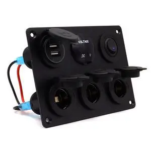 Dual USB Charger Socket Panel for Car, Waterproof 3-Socket 12V Cigarette Lighter Power Outlet Adapter & LED Voltmeter & ON-Off Toggle Switch Multi-Functions Panel for Boat Car RV Truck, for 12-24V Car Dual USB Charger Socket Panel for Car, Waterproof 3-Socket 12V Cigarette Lighter Power Outlet Adapter & LED Voltmeter & ON-Off Toggle Switch Multi-Functions Panel for Boat Car RV Truck, for 12-24V Car