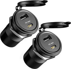 83W 12V USB Outlet PD 65W Type-C QC3.0 18W USB-A Dual Port Fast Charging Socket for Laptop, Waterproof Car Charger Replacement Accessories for RV Camper Trailer Boat Truck Golf (2 Pcs) 83W 12V USB Outlet PD 65W Type-C QC3.0 18W USB-A Dual Port Fast Charging Socket for Laptop, Waterproof Car Charger Replacement Accessories for RV Camper Trailer Boat Truck Golf (2 Pcs)
