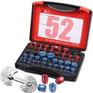 52-Piece Nut and Bolt Thread Checker + Thread Gauge Set, Bolt Size Finder 52-Piece Nut and Bolt Thread Checker + Thread Gauge Set, Bolt Size Finder