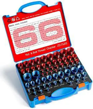66 Nut and Bolt Thread Checker with 32 Metric & 34 Standard Gauges 66 Nut and Bolt Thread Checker with 32 Metric & 34 Standard Gauges