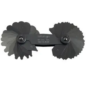 - 186-105, Radius Gage Set, 17 Pairs of Leaves, 1mm to 3mm by 0.25mm, 3.5mm to 7mm by 0.5mm - 186-105, Radius Gage Set, 17 Pairs of Leaves, 1mm to 3mm by 0.25mm, 3.5mm to 7mm by 0.5mm
