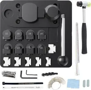 Ring Bender Tool for Spoon Rings Heavy Duty Jewelry Ring Bending Tool Kit with Mandrel, Sizer Gauge, Nylon Dies, Hammer & Polishing Tools Ring Maker Machine for DIY Jewelry Craft Ring Bender Tool for Spoon Rings Heavy Duty Jewelry Ring Bending Tool Kit with Mandrel, Sizer Gauge, Nylon Dies, Hammer & Polishing Tools Ring Maker Machine for DIY Jewelry Craft