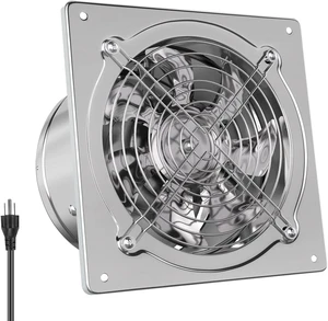 6-Inch Exhaust Fan with Power Cord Attic Vent & Damper Wall-Mount Fume Extractor Ventilation Fan for Shop, Chicken Coop, Basement, Smoking Room & Garage, Silver 6-Inch Exhaust Fan with Power Cord Attic Vent & Damper Wall-Mount Fume Extractor Ventilation Fan for Shop, Chicken Coop, Basement, Smoking Room & Garage, Silver
