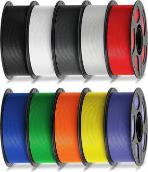 PLA Filament 1.75mm Bundle, 3D Printer Filament 1.75mm Dimensional Accuracy +/- 0.02mm, 1KG Spool, Black, White, Texture Grey, Clear, Red, Blue, Green, Orange, Yellow, Purple, 10KG in Total PLA Filament 1.75mm Bundle, 3D Printer Filament 1.75mm Dimensional Accuracy +/- 0.02mm, 1KG Spool, Black, White, Texture Grey, Clear, Red, Blue, Green, Orange, Yellow, Purple, 10KG in Total