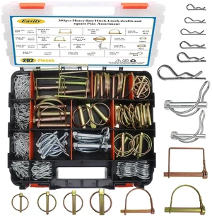 202PCS Hitch Pins Clip Pins, Linch and PTO Pins for Trailers Tractors Trucks Towing Mowing, Farm Equipment, Snow Plows, Lawnmowers Garage, Heavy Duty Trailers Accessories Tractor Attachments 202PCS Hitch Pins Clip Pins, Linch and PTO Pins for Trailers Tractors Trucks Towing Mowing, Farm Equipment, Snow Plows, Lawnmowers Garage, Heavy Duty Trailers Accessories Tractor Attachments