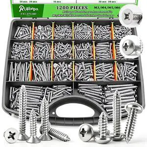 1200 PCS Stainless Steel Wood Screws Assortment Kit,Self Tapping Screws M3/M4/M5/M6 Screws Assortment Kit,1200Pcs(605pcs Round Head & 595pcs Flat Head) Sheet Metal Screws Assorted 1200 PCS Stainless Steel Wood Screws Assortment Kit,Self Tapping Screws M3/M4/M5/M6 Screws Assortment Kit,1200Pcs(605pcs Round Head & 595pcs Flat Head) Sheet Metal Screws Assorted