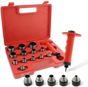 Hollow Punch Kit Leather Punches Tools Hole Punch Set Gasket Punch Set Gasket Cutter 3/16 to 1-3/8in (5-35mm) Hollow Punch Kit Leather Punches Tools Hole Punch Set Gasket Punch Set Gasket Cutter 3/16 to 1-3/8in (5-35mm)
