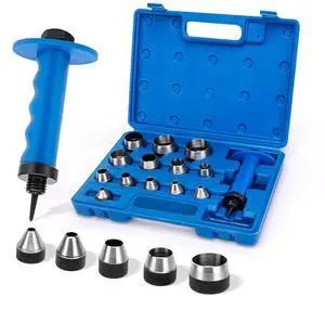 Hollow Punch Set with Pin Point Punch Shaft, 3/16 to 1-3/8in Hollow Punch Set with Pin Point Punch Shaft, 3/16 to 1-3/8in