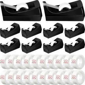 10 Pack Tape Dispenser, 20 Refills Weighted Non Skid,Black 10 Pack Tape Dispenser, 20 Refills Weighted Non Skid,Black