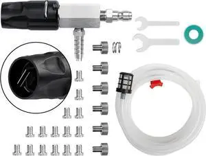 T6 Adjustable Long-Range Nozzle for Pressure Washers, Downstream Injector Kit (44.5 GPM), External Chemical Injector, 1/4" Quick Connect, 25 FT Hose, Shut-Off Valve & Filter, 25004500 PSI T6 Adjustable Long-Range Nozzle for Pressure Washers, Downstream Injector Kit (44.5 GPM), External Chemical Injector, 1/4" Quick Connect, 25 FT Hose, Shut-Off Valve & Filter, 25004500 PSI