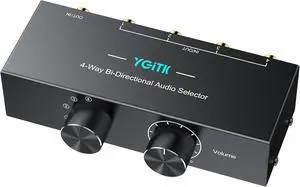 4-Way Stereo Audio Switcher 4-in-1/1-in-4-Out Bi-Directional for Speaker 4-Way Stereo Audio Switcher 4-in-1/1-in-4-Out Bi-Directional for Speaker