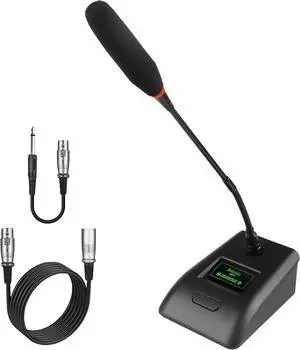 Desktop Gooseneck Conference Microphone Wired with 48V Phantom. Table Mounted Corded Condenser XLR Microphone with 26ft XLR Male to Female Cable and 6.35mm Adapter Cable for Speake, Studio, Recording Desktop Gooseneck Conference Microphone Wired with 48V Phantom. Table Mounted Corded Condenser XLR Microphone with 26ft XLR Male to Female Cable and 6.35mm Adapter Cable for Speake, Studio, Recording