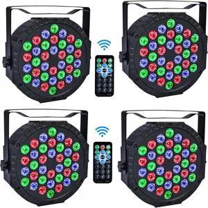 Stage Lights 36 LED Par Lights RGB Stage Lighting Uplights 7 Modes DJ Light Sound Activation Control with Remote Control Stage Light for Disco Wedding Party Event Club Bar Christmas (4 Pack) Stage Lights 36 LED Par Lights RGB Stage Lighting Uplights 7 Modes DJ Light Sound Activation Control with Remote Control Stage Light for Disco Wedding Party Event Club Bar Christmas (4 Pack)