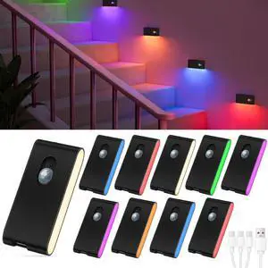 Motion Sensor Light Indoor, RGB & Warm White Motion Sensor Night Light, Rechargeable Stair Lights Indoor, Color Changing Night Light for Stair,Hallway,Bathroom,Cabinet,Kitchen,10 Pack Motion Sensor Light Indoor, RGB & Warm White Motion Sensor Night Light, Rechargeable Stair Lights Indoor, Color Changing Night Light for Stair,Hallway,Bathroom,Cabinet,Kitchen,10 Pack
